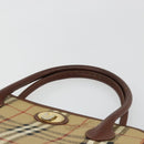 Burberrys Nova Check Hand Bag PVC Beige Gold Auth 182610A-8