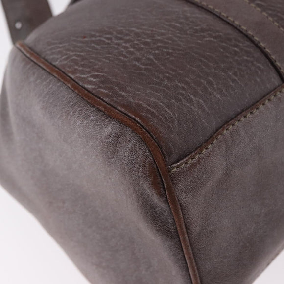FENDI Mamma Baguette Handtas Leer Bruin Zilver Auth 182613A