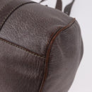 FENDI Mamma Baguette Handtas Leer Bruin Zilver Auth 182613A-13
