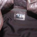 FENDI Mamma Baguette Handtas Leer Bruin Zilver Auth 182613A-16