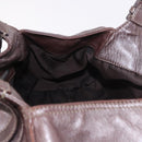 FENDI Mamma Baguette Handtas Leer Bruin Zilver Auth 182613A-18