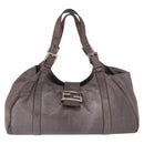 FENDI Mamma Baguette Handtas Leer Bruin Zilver Auth 182613A-2