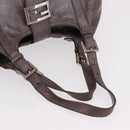 FENDI Mamma Baguette Handtas Leer Bruin Zilver Auth 182613A-7