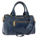 Miu Miu Hand Bag Leather 2way Navy Gold Auth 182614A-1