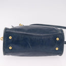 Miu Miu Hand Bag Leather 2way Navy Gold Auth 182614A-5