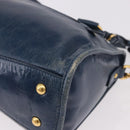 Miu Miu Hand Bag Leather 2way Navy Gold Auth 182614A-16