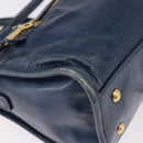 Miu Miu Hand Bag Leather 2way Navy Gold Auth 182614A-17