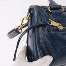 Miu Miu Hand Bag Leather 2way Navy Gold Auth 182614A-19