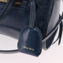 Miu Miu Hand Bag Leather 2way Navy Gold Auth 182614A-20