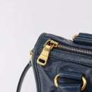 Miu Miu Hand Bag Leather 2way Navy Gold Auth 182614A-22
