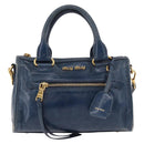 Miu Miu Hand Bag Leather 2way Navy Gold Auth 182614A-13