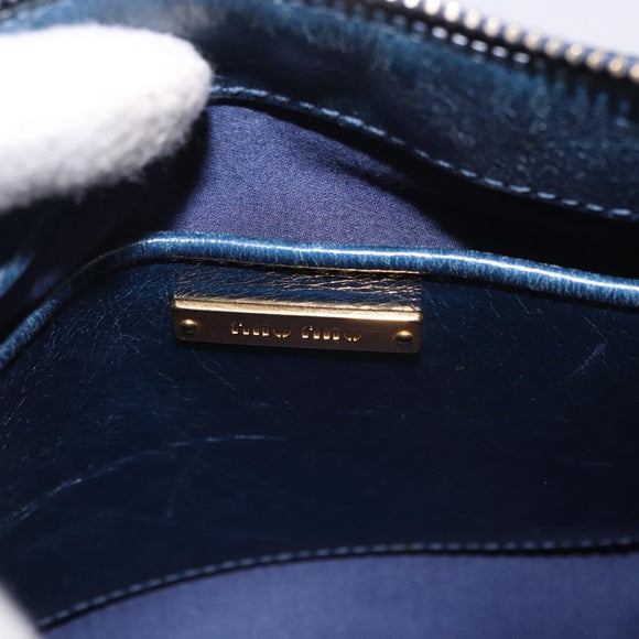 Miu Miu Hand Bag Leather 2way Navy Gold Auth 182614A