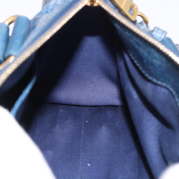 Miu Miu Hand Bag Leather 2way Navy Gold Auth 182614A
