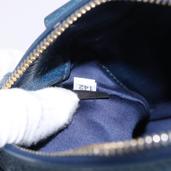 Miu Miu Hand Bag Leather 2way Navy Gold Auth 182614A