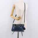 Miu Miu Hand Bag Leather 2way Navy Gold Auth 182614A-27