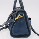 Miu Miu Hand Bag Leather 2way Navy Gold Auth 182614A-3