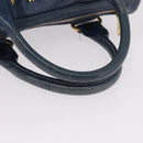 Miu Miu Hand Bag Leather 2way Navy Gold Auth 182614A-7