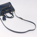 Miu Miu Hand Bag Leather 2way Navy Gold Auth 182614A-8