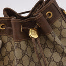 GUCCI GG Supreme Web Sherry Line Shoulder Bag PVC Beige Gold Auth 182622-17