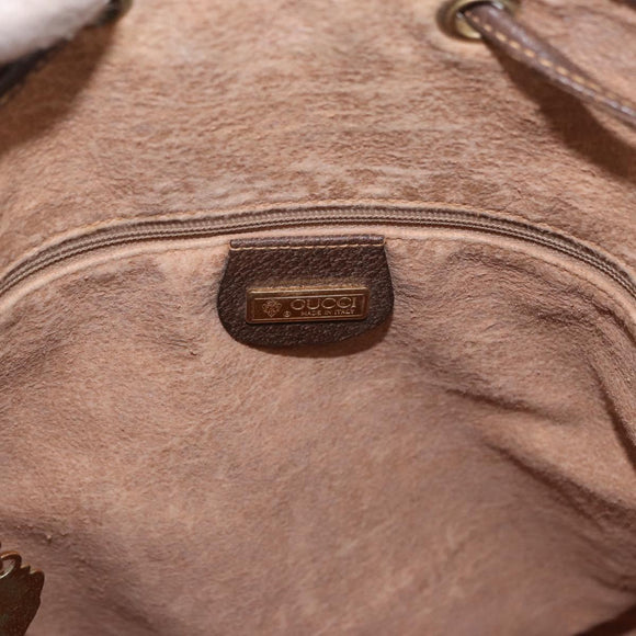 GUCCI GG Supreme Web Sherry Line Shoulder Bag PVC Beige Gold Auth 182622