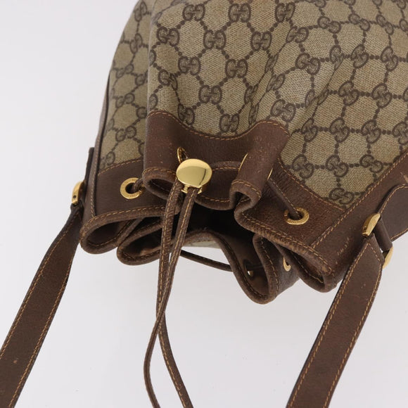 GUCCI GG Supreme Web Sherry Line Shoulder Bag PVC Beige Gold Auth 182622