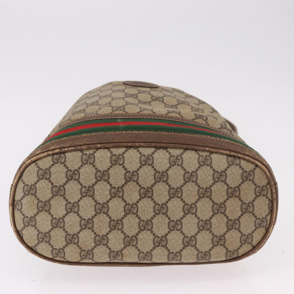 GUCCI GG Supreme Web Sherry Line Shoulder Bag PVC Beige Gold Auth 182622