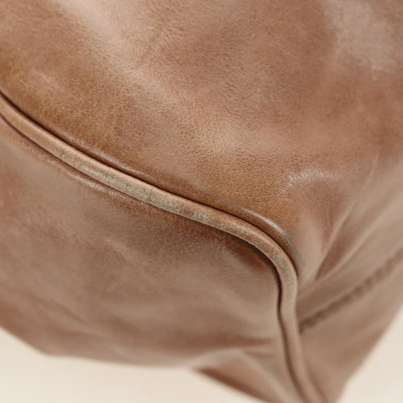 Miu Miu Hand Bag Leather 2way Beige Gold Auth 182623SAM