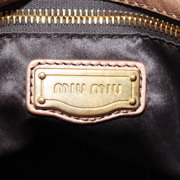 Miu Miu Hand Bag Leather 2way Beige Gold Auth 182623SAM