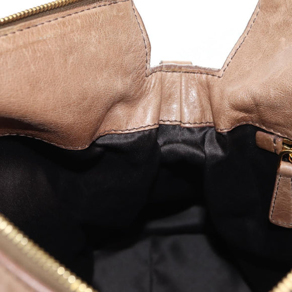 Miu Miu Hand Bag Leather 2way Beige Gold Auth 182623SAM