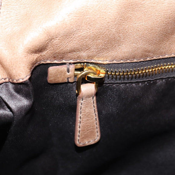 Miu Miu Hand Bag Leather 2way Beige Gold Auth 182623SAM