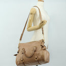 Miu Miu Hand Bag Leather 2way Beige Gold Auth 182623SAM-27