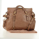 Miu Miu Hand Bag Leather 2way Beige Gold Auth 182623SAM-12