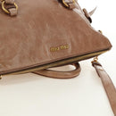 Miu Miu Hand Bag Leather 2way Beige Gold Auth 182623SAM-6