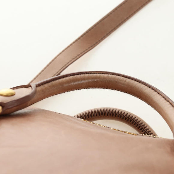 Miu Miu Hand Bag Leather 2way Beige Gold Auth 182623SAM