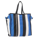 BALENCIAGA Bazaar Shopper M Tote Bag Leather Blue Silver 443097 Auth 182625-1
