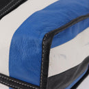 BALENCIAGA Bazaar Shopper M Tote Bag Leather Blue Silver 443097 Auth 182625-15
