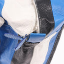 BALENCIAGA Bazaar Shopper M Tote Bag Leather Blue Silver 443097 Auth 182625-10