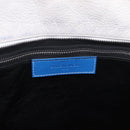 BALENCIAGA Bazaar Shopper M Tote Bag Leather Blue Silver 443097 Auth 182625-19