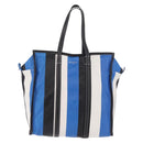 BALENCIAGA Bazaar Shopper M Tote Bag Leather Blue Silver 443097 Auth 182625-13