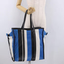 BALENCIAGA Bazaar Shopper M Tote Bag Leather Blue Silver 443097 Auth 182625-24