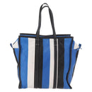 BALENCIAGA Bazaar Shopper M Tote Bag Leather Blue Silver 443097 Auth 182625-2