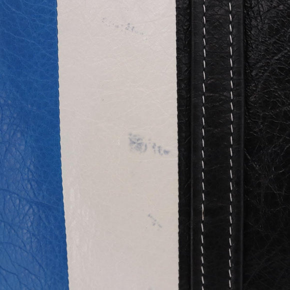 BALENCIAGA Bazaar Shopper M Tote Bag Leather Blue Silver 443097 Auth 182625