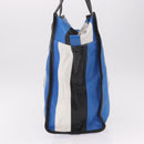 BALENCIAGA Bazaar Shopper M Tote Bag Leather Blue Silver 443097 Auth 182625-4