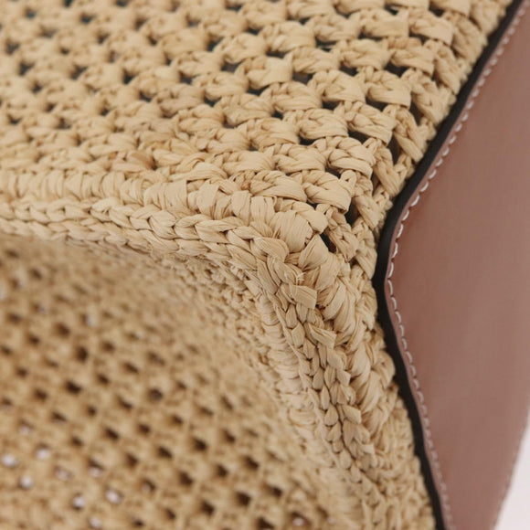 LOUIS VUITTON On the Go MM Tote Bag Raffia Okinawa Only Beige LV Auth 182627SAM