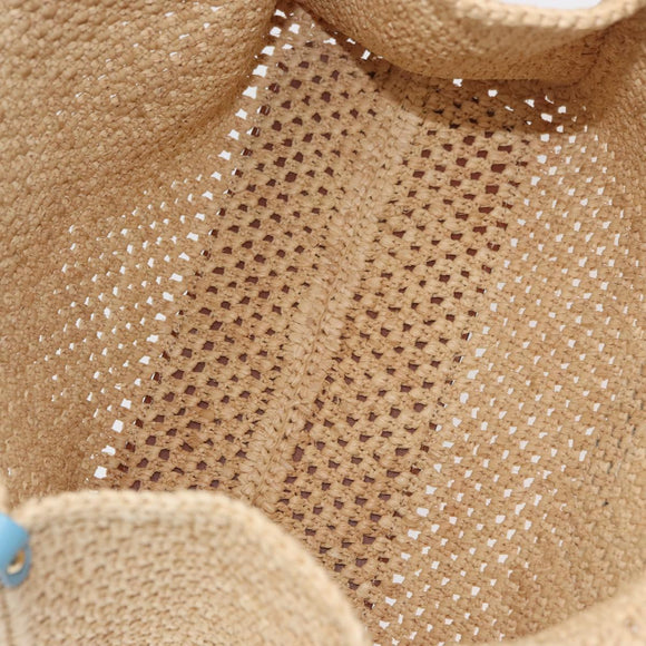 LOUIS VUITTON On the Go MM Tote Bag Raffia Okinawa Only Beige LV Auth 182627SAM