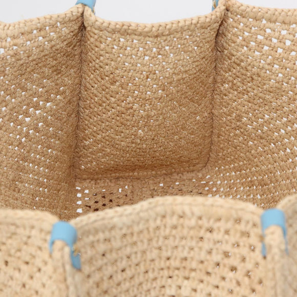 LOUIS VUITTON On the Go MM Tote Bag Raffia Okinawa Only Beige LV Auth 182627SAM