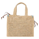 LOUIS VUITTON On the Go MM Tote Bag Raffia Okinawa Only Beige LV Auth 182627SAM-2
