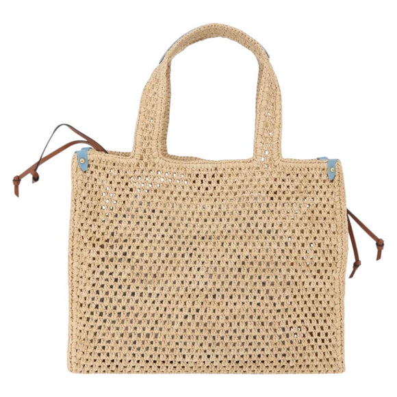 LOUIS VUITTON On the Go MM Tote Bag Raffia Okinawa Only Beige LV Auth 182627SAM
