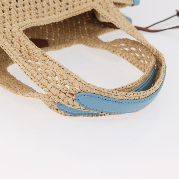 LOUIS VUITTON On the Go MM Tote Bag Raffia Okinawa Only Beige LV Auth 182627SAM
