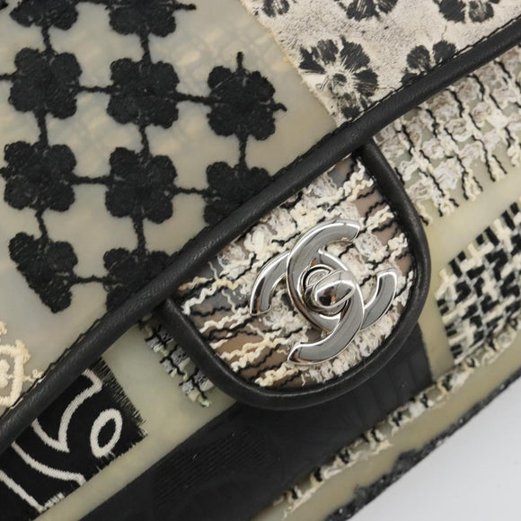CHANEL Chain Shoulder Bag Vinyl Gray Silver CC Auth 182631SAV